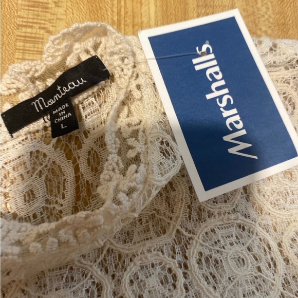 Vintage Monteau Womens Sleeveless Lace with Gold Polka Dots NWT size L - Picture 10 of 11